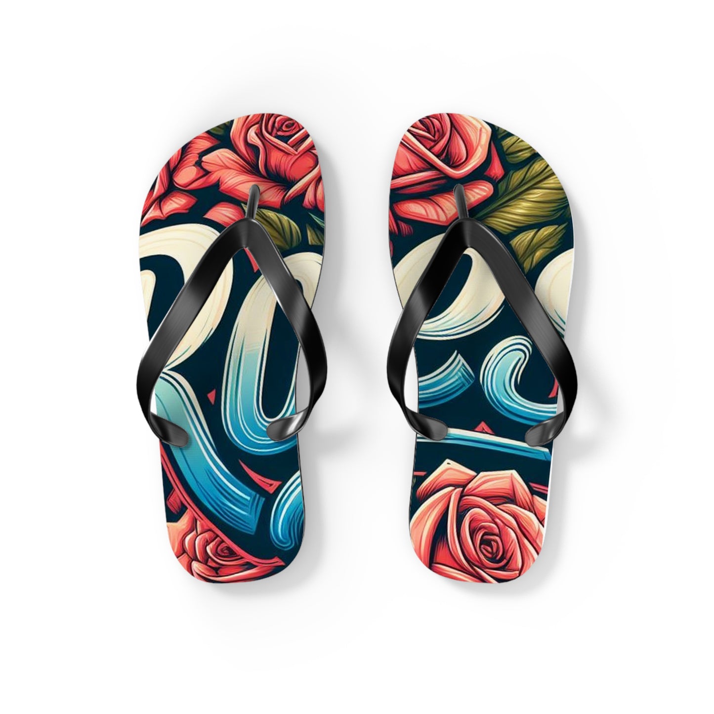 Roses Graffiti #16 Flip Flops