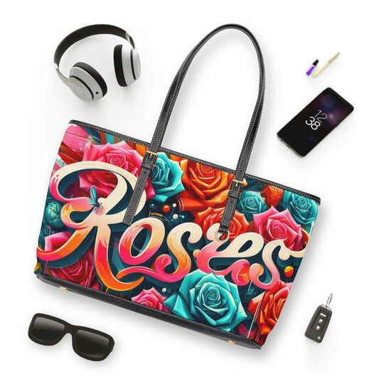 Roses Graffiti #3 Leather Shoulder Bag