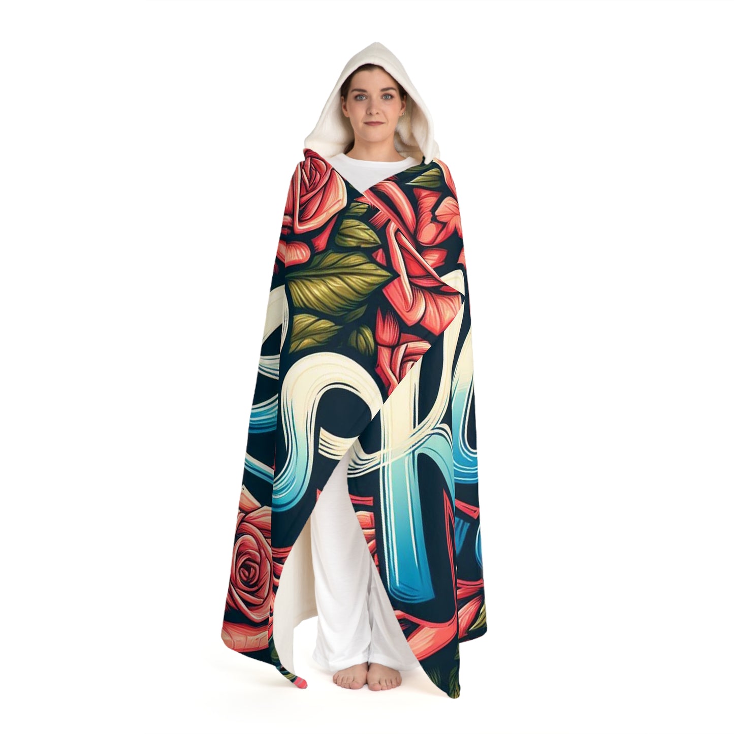 Roses Graffiti #16 Hooded Fleece Blanket