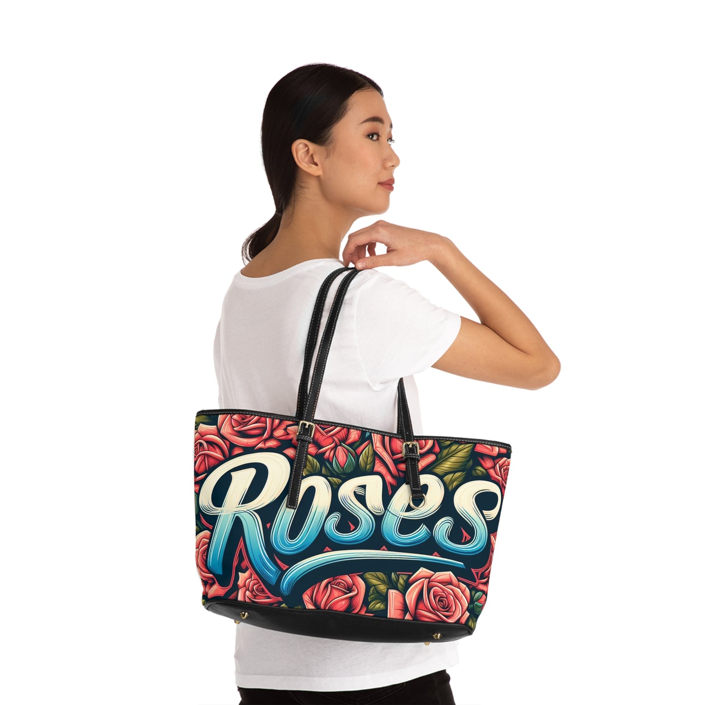 Roses Graffiti #16 Leather Shoulder Bag