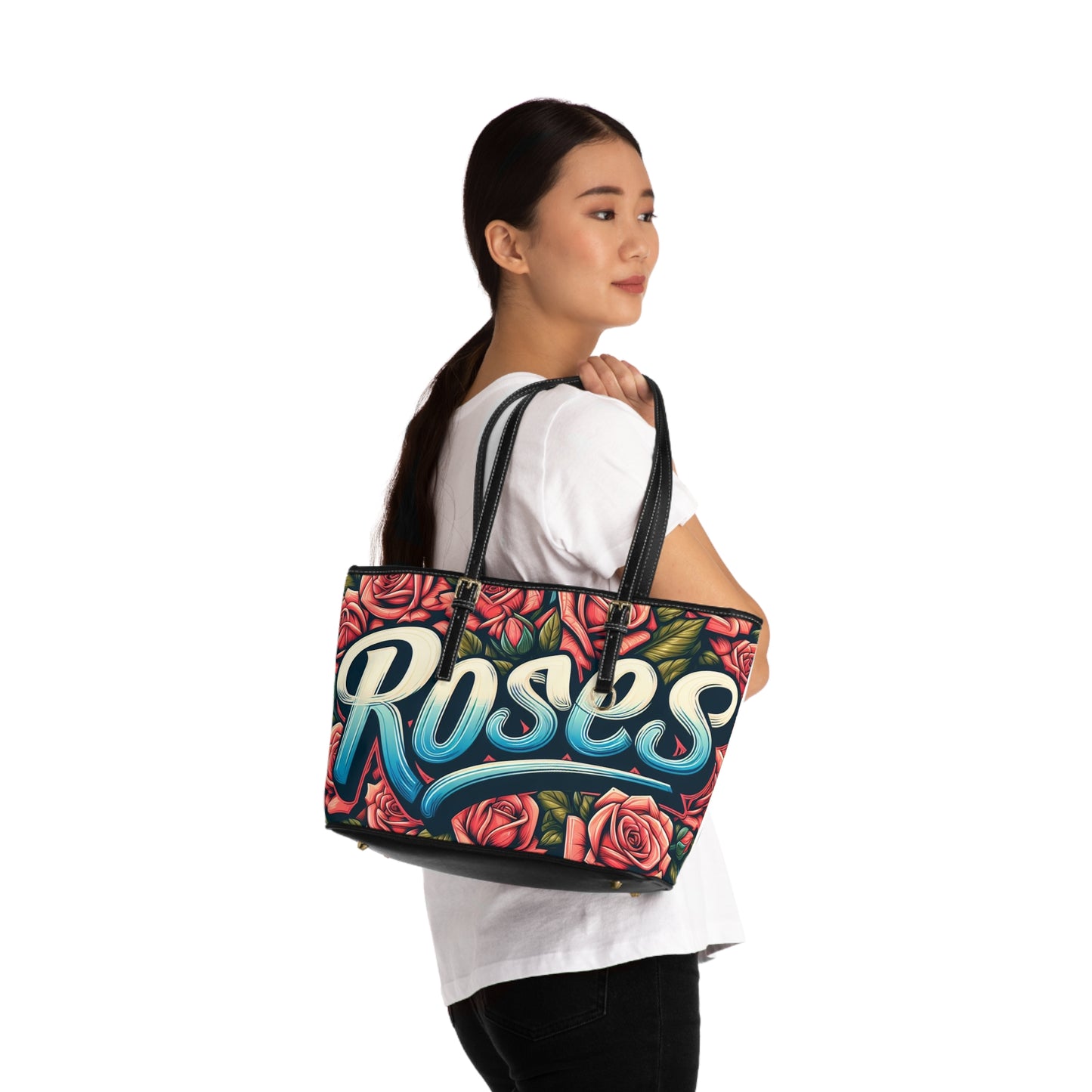 Roses Graffiti #16 Leather Shoulder Bag