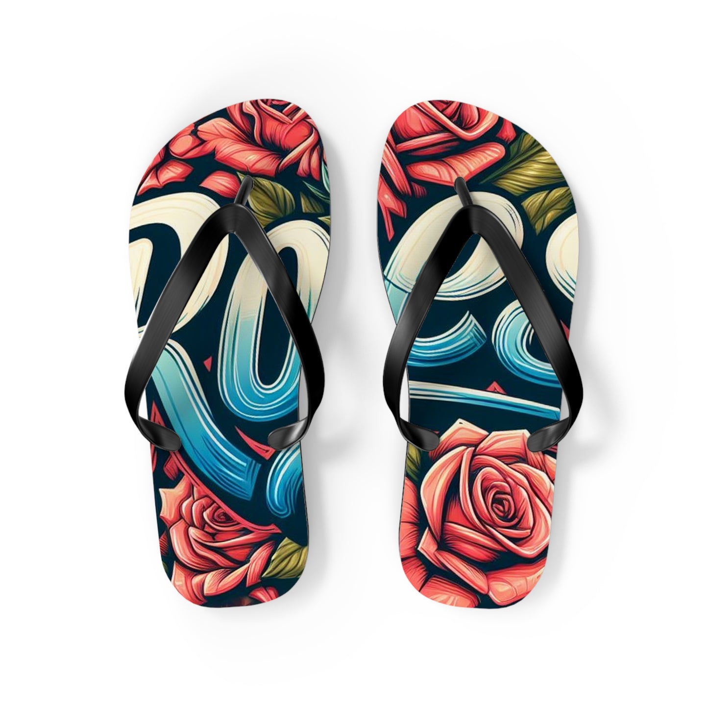 Roses Graffiti #16 Flip Flops