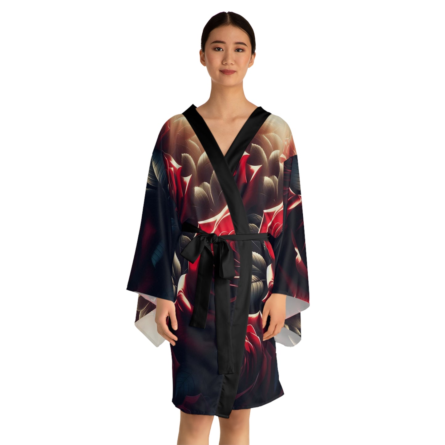 Roses Long Sleeve Kimono Robe