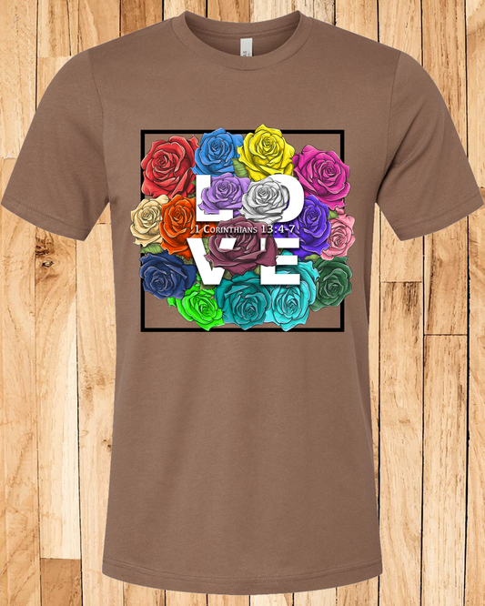 Roses LOVE Frame Bouquet Tee