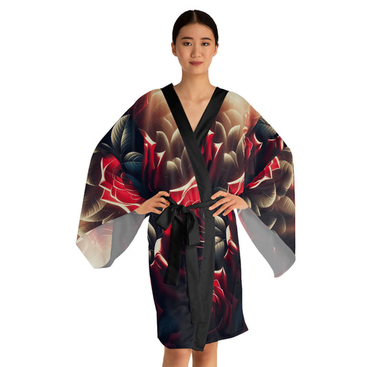 Roses Long Sleeve Kimono Robe