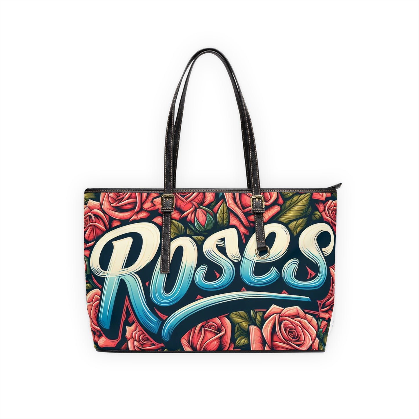 Roses Graffiti #16 Leather Shoulder Bag