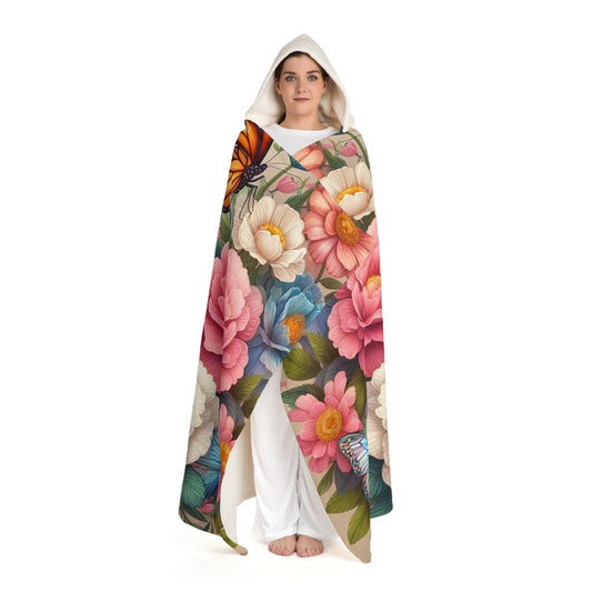 Spring Roses Hooded Fleece Blanket