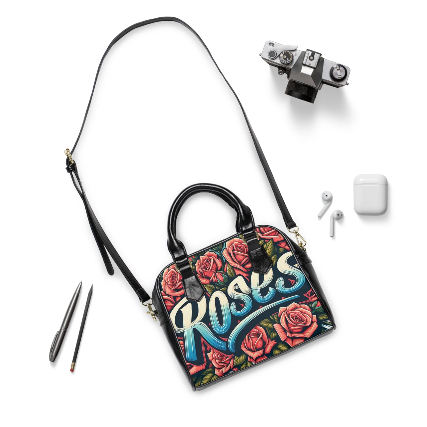 Roses Graffiti #16 Drip Shoulder Handbag