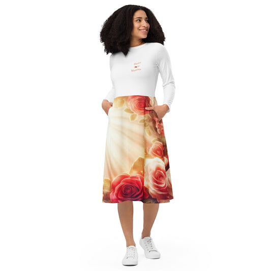 Roses Long Sleeve Sunshine Worship Dress