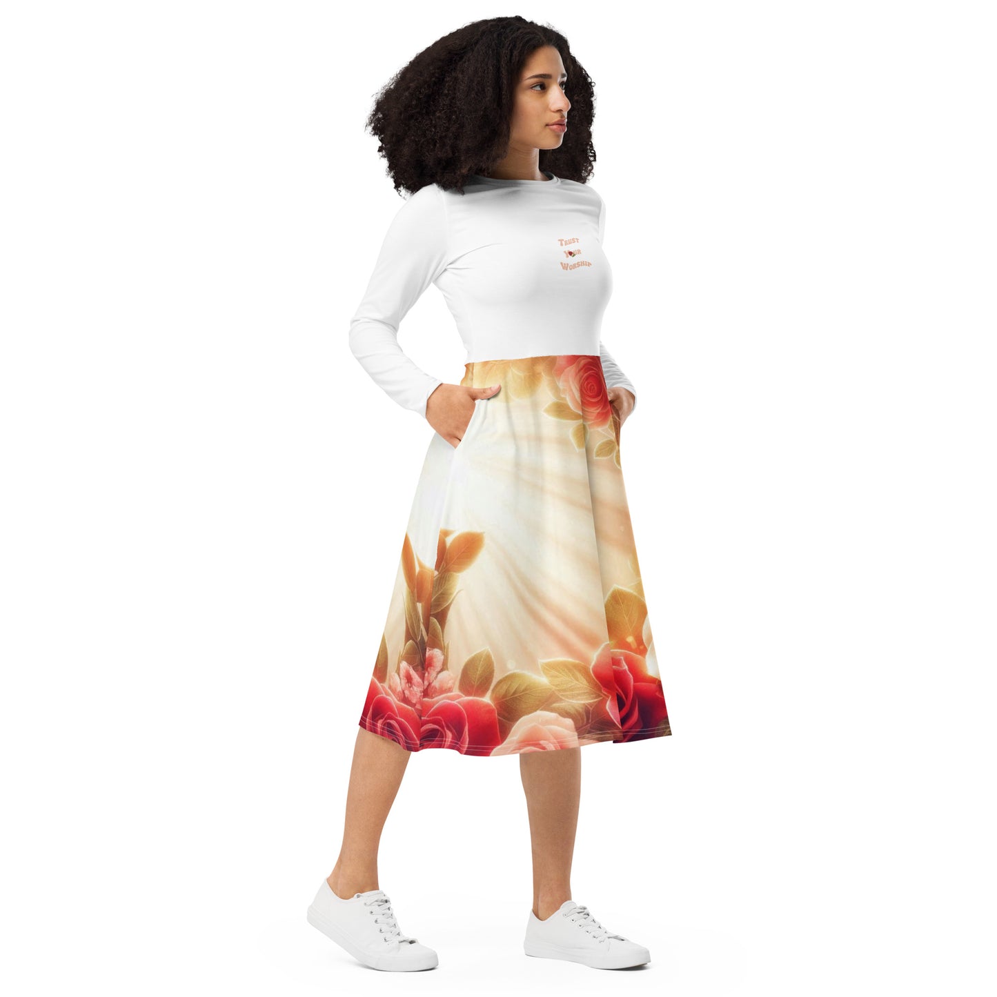 Roses Long Sleeve Sunshine Worship Dress